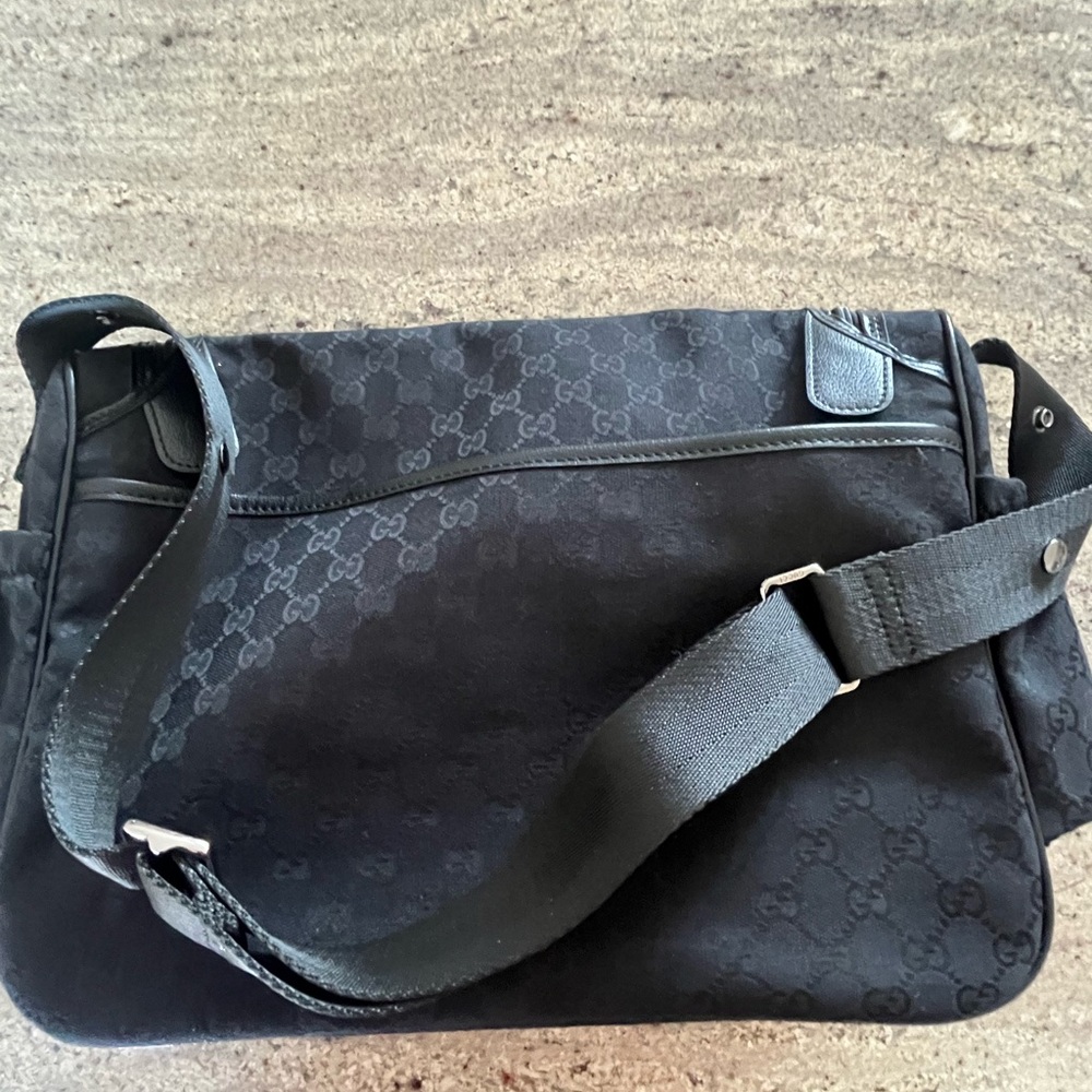 Gucci GG Black Diaper Baby Bag Canvas/Leather Trim w/Changing Mat - Picture 5 of 13